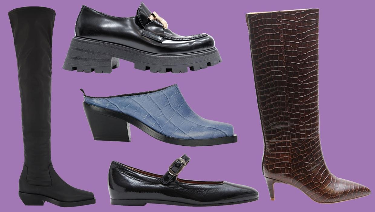 For '90s vibes, try a lug-sole shoe with wide-leg trousers.